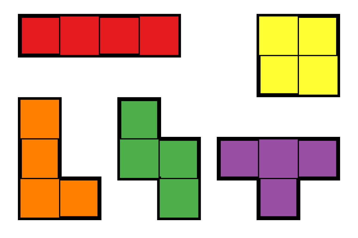Picture of all five tetris pieces